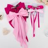ANBALA Big Hair Bows for Women, 4 PCS Satin Ribbon Hair Bows Set, Tassel Bowknot Hair Clips with Long Tail, Cute Hair Barrettes Bowknot Tassel Claw Hair Clips for Girls (Pink and Hot pink)