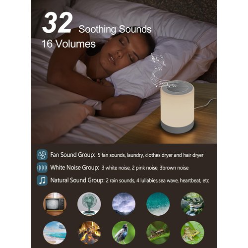 YYDSKIT Sound Machine,White Noise Machine for Baby with Night Light, 32 High Fidelity Sounds,Plug in,5 Timers & Memory Feature, Noise Machine for Baby Kids Adults,Home