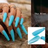 Uranian Coffin Extra Long Press on Nails Blue Ballerina Fake Nails Matte Halloween Full Cover False Nails Acrylic Nails for Women and Girls(24pcs) (Sky blue)