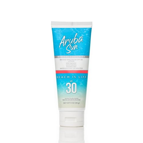 ARUBA SUN Reef Friendly, SPF 30 Mineral Sunscreen, Moisturizer for Face, 3 oz, Water Resistant up to 80 Minutes, (Chemical-Free), Broad Spectrum Protection with Titanium Dioxide & Zinc Oxide.