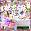 Newwiee 6 x 3.6 ft Building Blocks Birthday Backdrop Banner Birthday Fabric Photography Backdrop Party Decorations for Girls and Boys Birthday Party Supplies