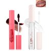 Brown Peel Off Lip Liner Stain & Clear Lip Oil Set, Waterproof Long Lasting Tattoo Peel & Reveal Lip Stain Tint, Hydrating Non-Sticky Tinted Lip Gloss Oil, Plumping Glossy Lip Combo Makeup for Women-A