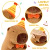 Ditucu Cute Capybara Plush with Happy Birthday Hat Bow Soft Capibara Stuffed Animals Plushies Toys for Birthday Gifts Party Decoration for Kids Brown 9 inch