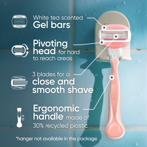 Gillette Venus ComfortGlide White Tea Women's Razor - 1 Handle + 2 Refills