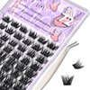 MayIFindYou Fluffly Lash Clusters 72 Pcs D Curl DIY Eyelash Extensions Volume Faux Mink Lash Extension Reusable Individual Lash Clusters Natural Look with Tweezer Mixed Lashes (MIX 8-16mm, Violet-A03)