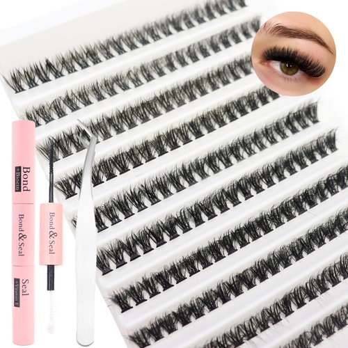 DODER Short Lash Extension Kit 50D Natural Lash Clusters Kit Wispy Fluffy Eyelash Extension Kit D Curl Individual Lashes Kit 9-13MM Thick Short Eyelash Clusters(Thick Short Eyelash Extension Kit 50P)