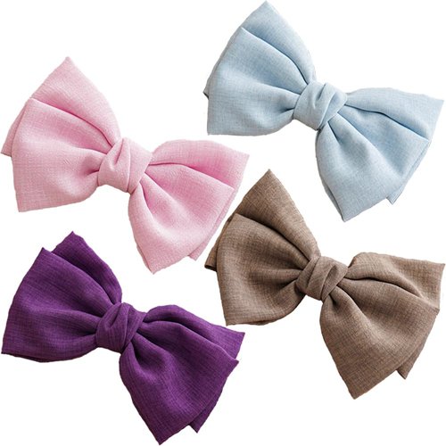 Hair Bow Clips French Hair Bows 5" Hair Barrettes Hair Accessories for Women Girls and Ladies 4 Pcs