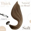 LaaVoo U Tip Hair Extensions Human Hair Brown Balayage Dark Brown Ombre Ash Blonde 16 inch 50g/50s Human Hair U Tip Extensions Fusion Keratin Tip Hair Extensions Human Hair Straight