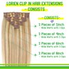 LORIEN Clip in Hair Extensions Real Human Hair, 20 Inch 105g, 18/613 Dark Blonde Highlighted Bleach Blonde, Clip in 100% Brazilian Remy Human Hair Extensions 8pcs Per Set with 18 Clips Double Weft