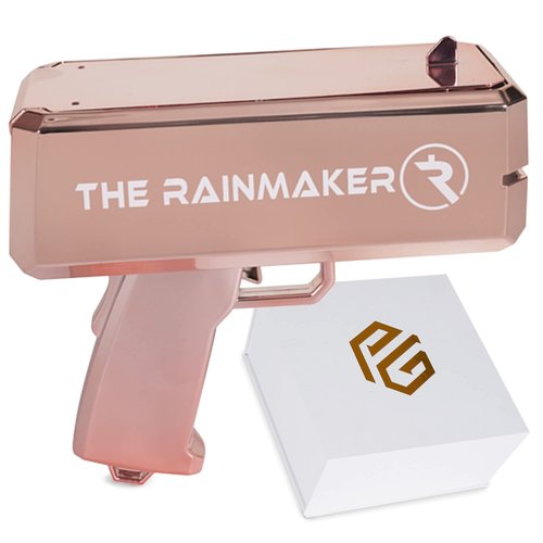Money Gun & Gift Box/Case | Rose Gold Money Gun Shooter | Cash Cannon | Pink Money Gun | Money Shooter Gun for Real Money or Fake 100 Dollar Bills | Money Thrower Gun | Cash Gun Props for Movies