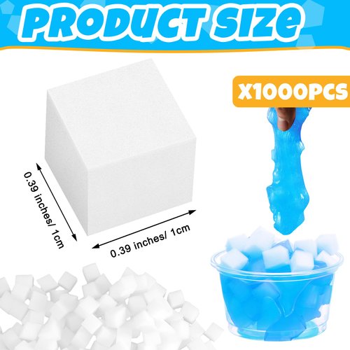 Junkin 1000 Pcs Jelly Cubes for Accessories Girls Boys DIY Crafts Birthday Party Favors, White, 0.39 x 0.39 Inch