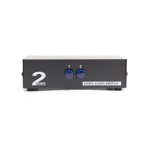 THE CIMPLE CO 2 Way AV Switch - 2 Input 1 Output RCA Selector Switch for Composite Audio and Video - Switcher Box - Includes RCA Composite Cable (Black)