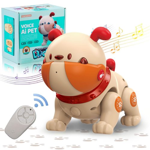 EWEADN Robot Dog Pets Toy for Kid Toddler Toys Remote Control Robot Dog Toy with Touch Interaction, Recordable, Soothing Music Mode, LED Light, Gift for Girls and Boys (Orange)