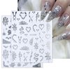 6 Sheets Spider Web Nail Art Stickers 3D Self-Adhesive Halloween Nail Decals Scary Spider Skull Bat Ghost Nail Stickers Black Silver Halloween Nail Decoration for Women Girls DIY Nail Art Designs