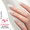 Almond Press on Nails Medium, French Tip Fake Nails Bright White Clear Glossy Nail Kit 24 PCS Includes Mini File, Jelly Glue Pad, Simple Atmosphere Nude Nails for Women