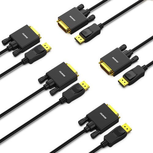 BENFEI 5 Pack DisplayPort to DVI 6 Feet Cable, DisplayPort to DVI Adapter Male to Male Gold-Plated Cord Cable for Lenovo, Dell, HP and Other Brand