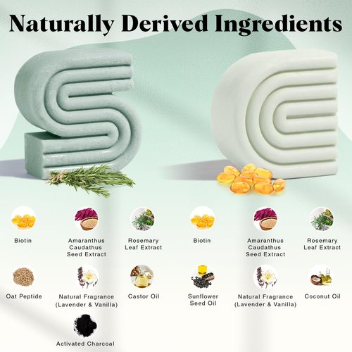 Kitsch Rosemary & Biotin Shampoo and Conditioner Bar Set for Thinning Hair - 2pc Volume Shampoo Bar & Conditioner Bar for Men and Women, Hair Thickening & Regrowth Combo, Paraben Free