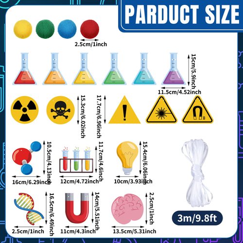 Wettarn 5 Pieces Science Party Decorations Science Banner Science Birthday Party Decorations Felt Ball Garland Colorful Pom Pom Garland Chemistry Lab Hanging Garland Banner for Home