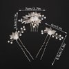 Teyglen 3Pcs Leaf Bride Wedding Hair Comb and Gold Leaf Pearl Hair Pins Comb Floral Flower Headpiece Wedding Hair Accessories Jewelry for Women (Silver)