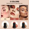 Contour Stick Makeup Set, 2024 New Face Stick Cream Blush, Bronzer Stick, Highlighter Stick for Face with Makeup Brush, Long Lasting & Natural Matte Contour Sticks for Beginner, 3 Colors (#01, 03, 05)