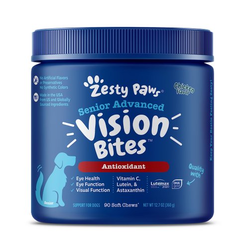 Zesty Paws Eye Supplement for Dogs - Vision Support with Antioxidants & Omega 3 Fatty Acids - 90 Chews