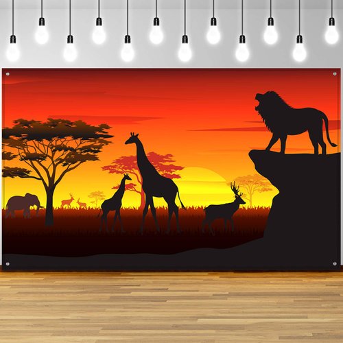 African Safari Theme Party Decorations, African Safari Backdrop Banner for African Safari Theme S...
