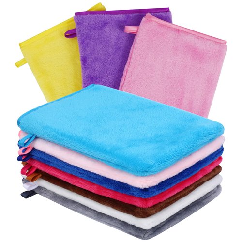 PHOGARY 10 Pack Washcloths Facial Mitts, Soft Flannel & Terry Cloth Face Wash Gloves, Reusable Makeup Remover, 6x8 Inch European Style Skin Care Bath SPA Cloths