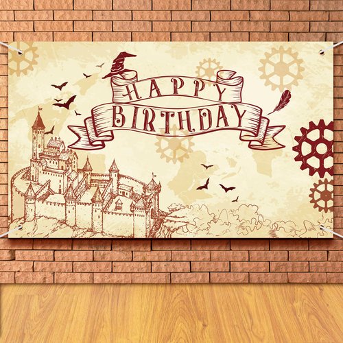 Wizard Birthday Party Supplies Wizard Backdrop Banners, 6 x 3.6 ft Happy Birthday Party Supplies ...