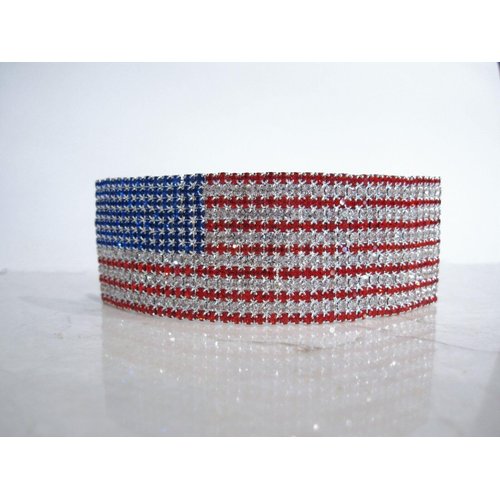 Generic American flag red white and blue crystal hair clip barrette
