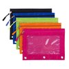 Binder Pencil Pouch with Zipper Pulls, Pencil Case with Rivet Enforced 3 Ring, Multicolored 5 Pack