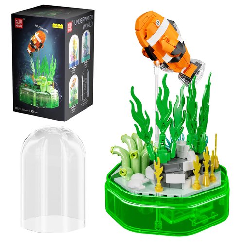 Sea Creature Collections Clownfish Building Sets with Seaweed Starfish, 10102 Sea Animal Building Kits for Adults and Kids Boys Girls 8 9 10, 426 PCS Natural Style Ocean STEM Toy Music Box with Lights