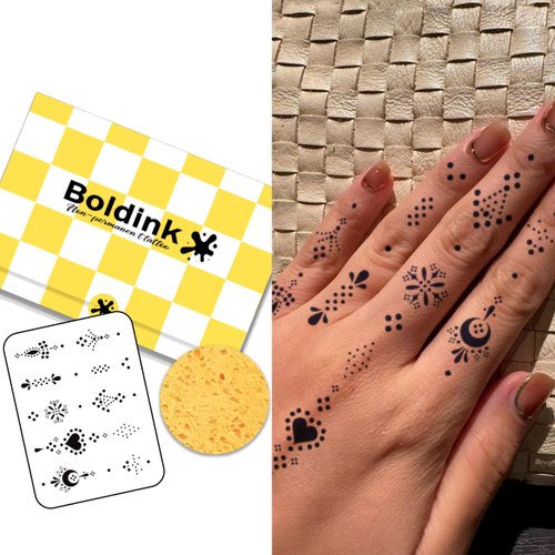Boldink Temporary Tattoos, semi permanent tattoos, 15-day long lasting tattoo sticker, waterproof and anti-reflective, unique design（Finger Tattoo 23）