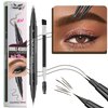 2-in-1 Eyebrow Pen and Eyeliner Pencil Liquid Eyebrow Pencil Eyeliner Waterproof Natural Brow Pencils and Precise Brush Tip Create natural hair like eyebrows that last all day Black Brown # 04