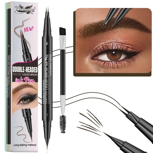 2-in-1 Eyebrow Pen and Eyeliner Pencil Liquid Eyebrow Pencil Eyeliner Waterproof Natural Brow Pencils and Precise Brush Tip Create natural hair like eyebrows that last all day Black Brown # 04