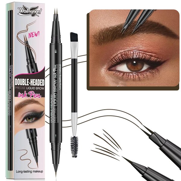 2-in-1 Eyebrow Pen and Eyeliner Pencil Liquid Eyebrow Pencil Eyeliner Waterproof Natural Brow Pencils and Precise Brush Tip Create natural hair like eyebrows that last all day Black Brown # 04