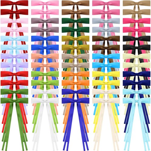 Mimorou 60 Pcs Hair Bows Bulk Ribbon Hair Bow Clips Bowknot Hair Clips Hair Accessories Silky Satin Tassel Hair Barrettes with Long Tail for Women Girls