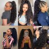 Water Wave Ponytail Extensions Human Hair Wrap Around Corn Wave Pony Magic Paste Brazilian Human Hair Extensions for Women Natural Black(18 inch)