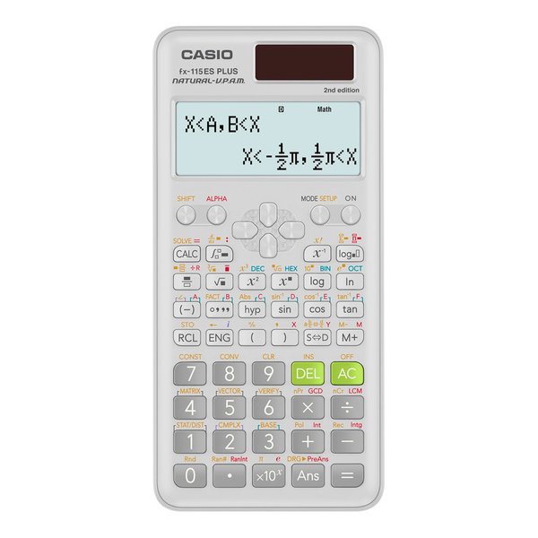 Casio White FX115ESPLUS2 2nd Edition Scientific Calculator, Engineering/Scientific, Solar Powered, Protective Hard Case