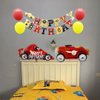 Racing Party Supplies - Birthday Party Decorations for Children,Contain a Racing Banner,6 Foil Balloons,4 Latex Balloons,a Acrylic Golden Cake Topper ,Great for Children Birthday Party