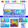 Color Changing No Hole Bath Toys for Toddlers Kids, Color Change Rubber Animal Toys with Bath Book & Drying Bag, Mermaid Bath Toys Water Toys Floating Fish Toys Dinosaur Toys for Bathtub Pool