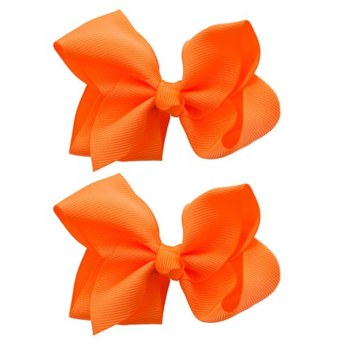 NYFASHION101 Toddlers' Girls' Smooth Grosgrain Ribbon Bow Alligator Clip, Orange