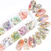 Abalone Seashell Slices, 3D Nail Art Glitter Sequins Irregular Thin Flakes Nail Design Shell Slices Decoration UV Gel Shiny Accessories Mermaid DIY Acrylic Nails Supplies for Women Girls(12 Grids)