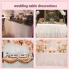 Suppromo 6ft White Tulle Table Skirt for Rectangle Tables or Round Tables Tutu Table Skirt White Ruffle Table Cloths for Wedding Bridal Shower Birthday Party Decorations
