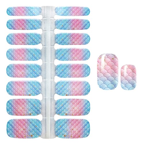 SILPECWEE 5 Sheets Nail Polish Strips Rainbow Glitter Adhesive Nail Stickers Full Nail Wraps Nail Strips for Women Nail Accessories with 1pc Nail File