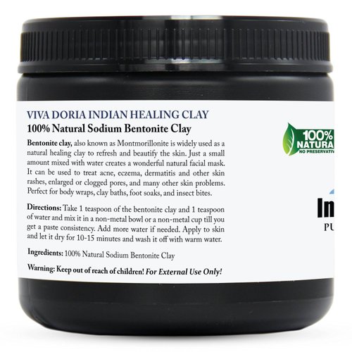 Viva Doria Indian Healing Clay, 10 Oz (283 grams) - Deep Pore Cleansing, Therapeutic Grade, Clay Face Mask, Natural Sodium Bentonite Clay