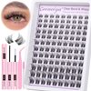 Clear Band Natural Lash Clusters Kit Wispy Eyelash Clusters 10-16mm Lash Extension Kit CC Curl Invisible Band Eyelashes Extensions with Bond and Seal Lash Glue and Tweezers DIY at Home by Geeneiya
