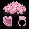 ZXMFDZ 100PCS Glue Rings Lash Rings for Glue Glue Rings for Eyelash Extensions Eyelash Glue Holder Lash Glue Rings Smart Glue Cups Pink
