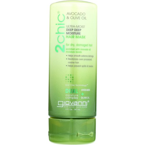 Giovanni 2chic Ultra-Moist Deep Deep Moisture Hair Mask Avocado & Olive Oil 5 fl oz (147 ml) (Pack of 2)