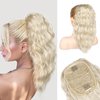 NTYNTY Ponytail Extension, 18" Super Lightweight Drawstring Ponytail Hair Extensions Natural Soft Synthetic Wavy Curly Pony Tail Hair Pieces for Women - Pearl blonde
