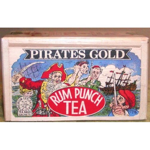 Pirates Gold Rum Punch Tea, 25 Tea Bags sealed in a wooden box for freshness